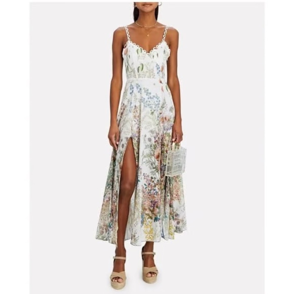 CHARO RUIZ IBIZA Debbi Dress Floral White Midi Dress in Botanic Print XS